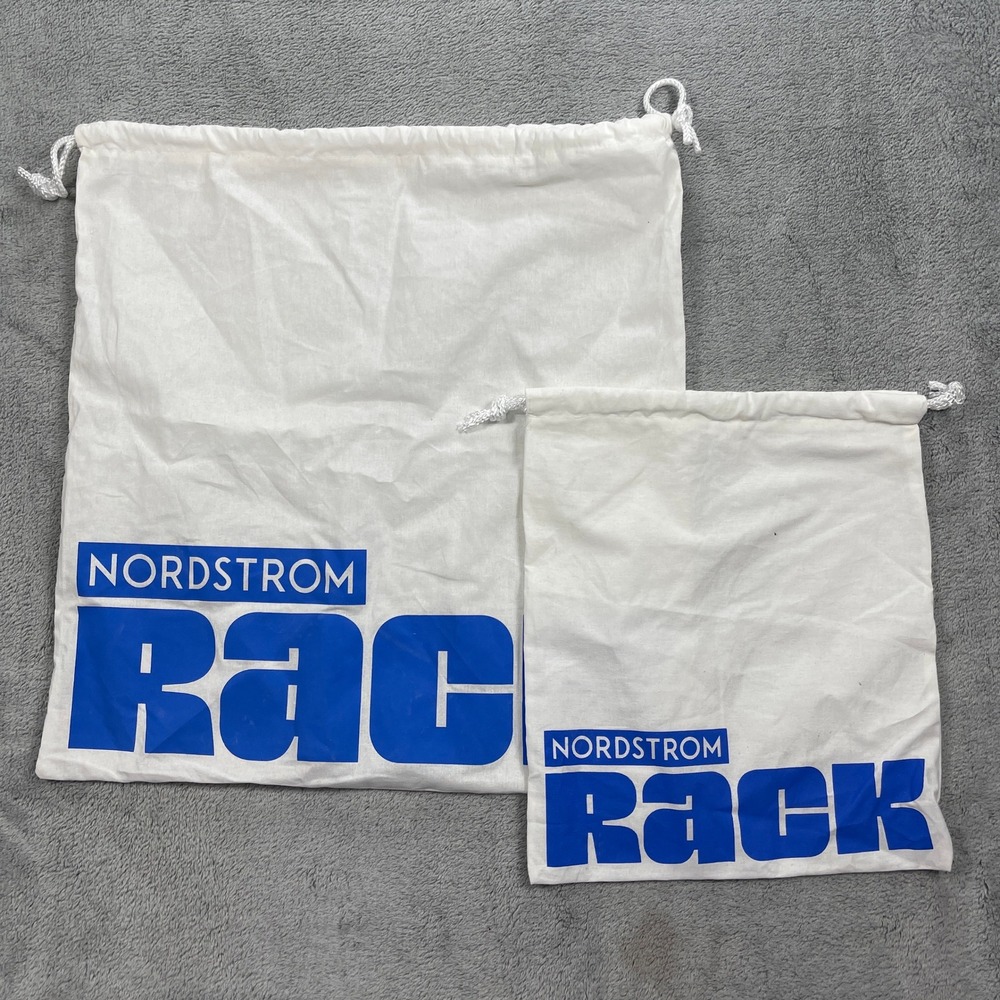 Nordstrom Rack Dust Bag Unisex OS White Blue Logo Drawstring Cotton Travel Pouch